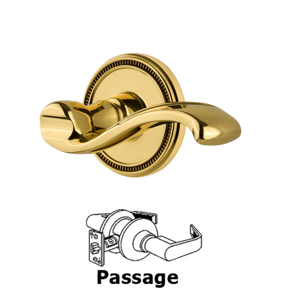 Grandeur Grandeur Soleil Rosette Passage with Portofino Lever in Polished Brass