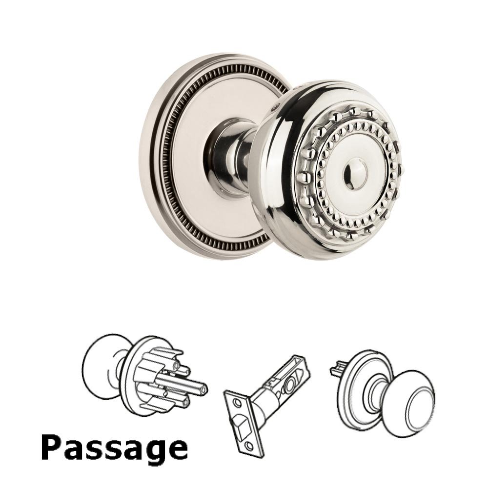 Grandeur Soleil Rosette Passage with Parthenon Knob in Polished Nickel