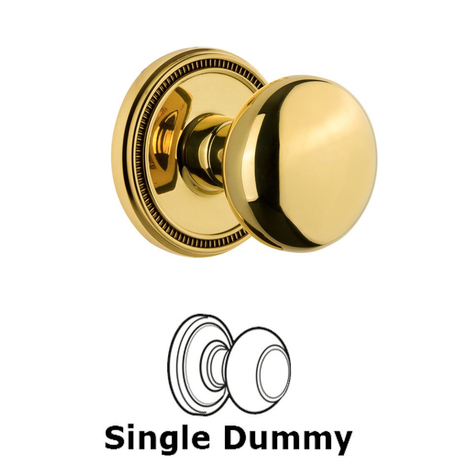 Grandeur Soleil Rosette Dummy with Fifth Avenue Knob in Polished Brass