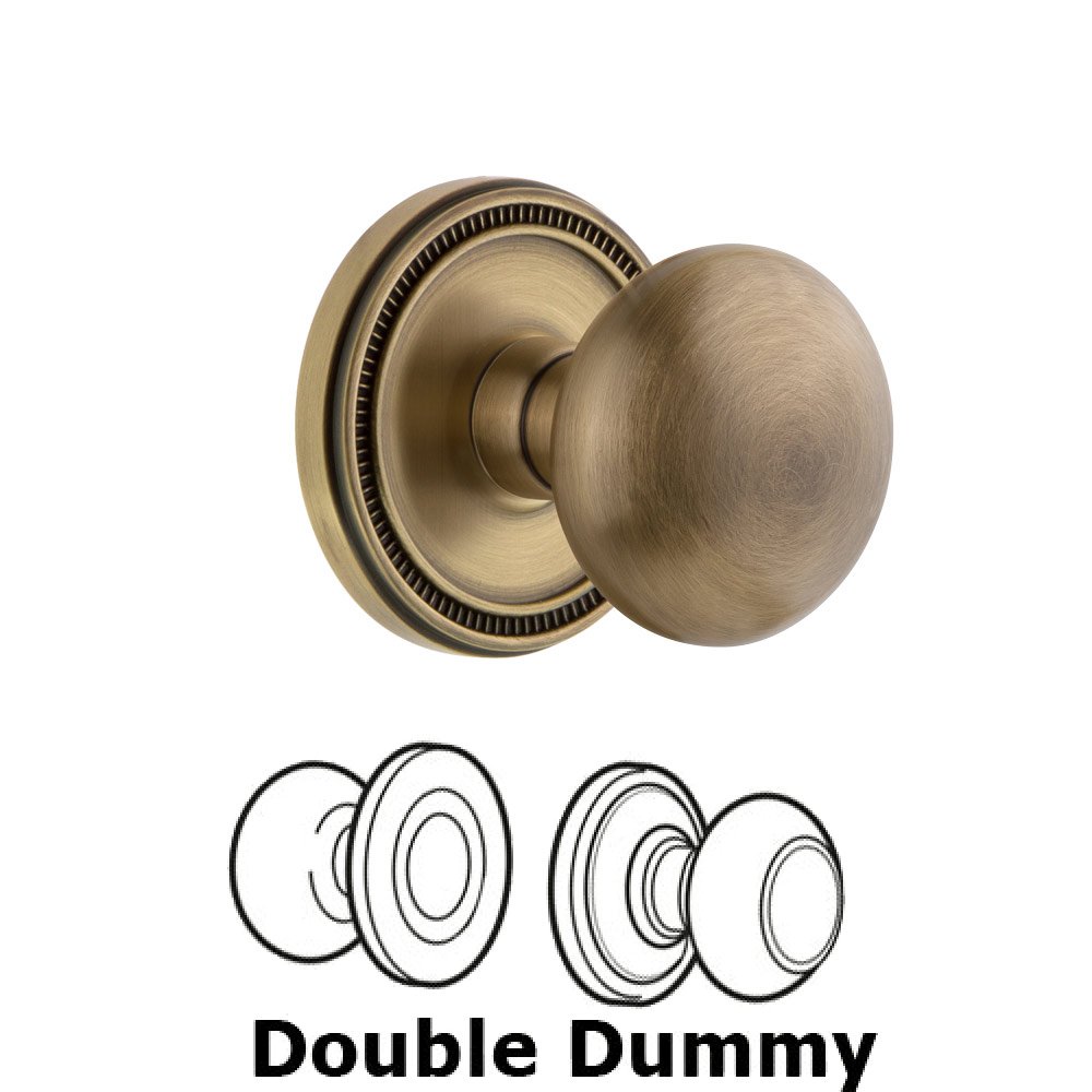 Grandeur Soleil Rosette Double Dummy with Fifth Avenue Knob in Vintage Brass
