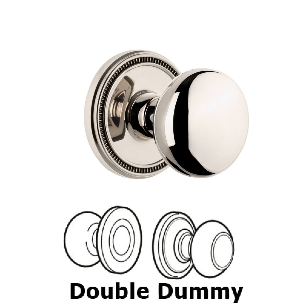 Grandeur Soleil Rosette Double Dummy with Fifth Avenue Knob in Polished Nickel