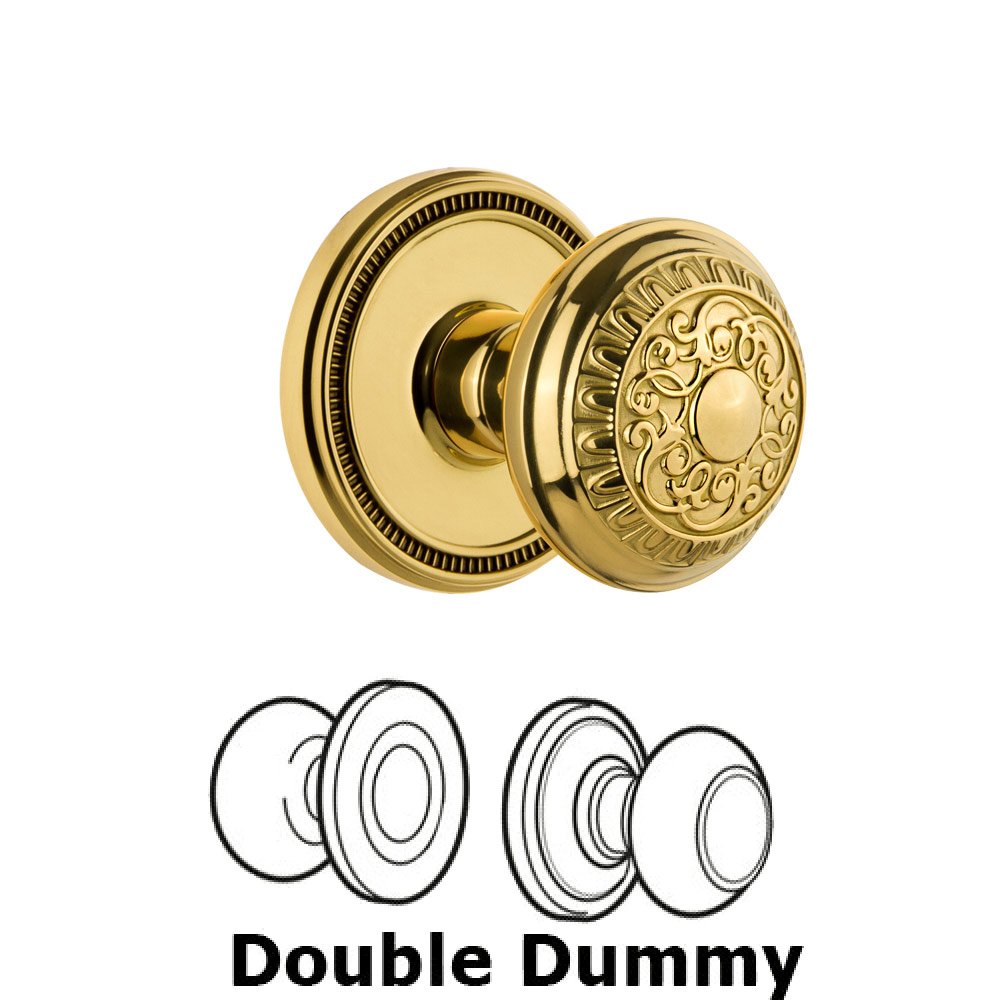 Grandeur Soleil Rosette Double Dummy with Windsor Knob in Polished Brass