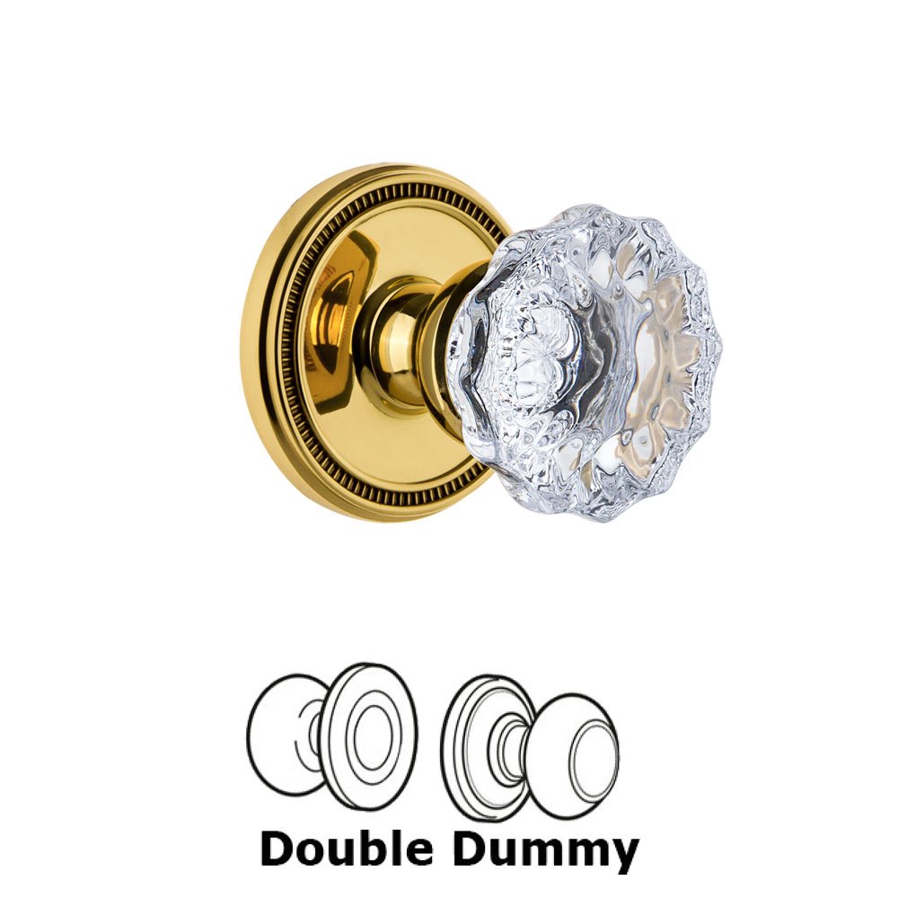 Grandeur Soleil Rosette Double Dummy with Fontainebleau Crystal Knob in Polished Brass