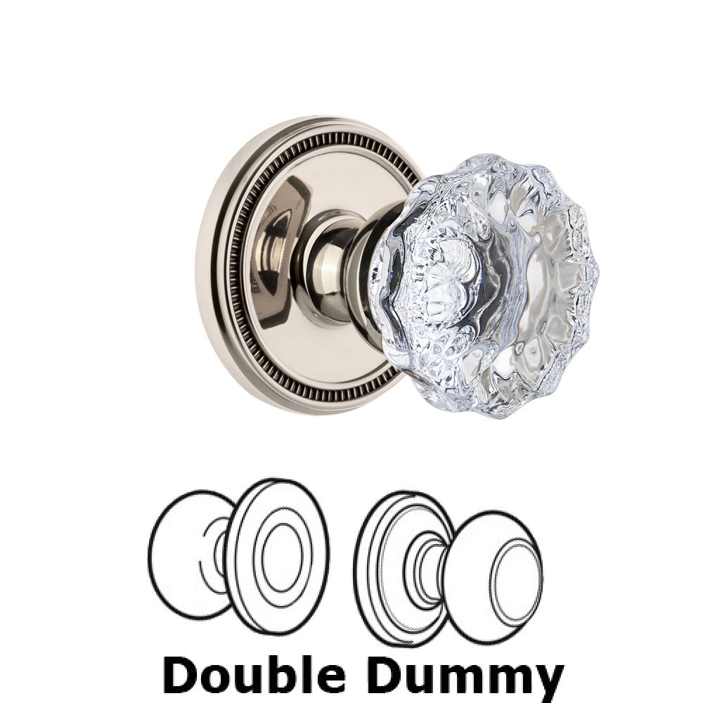 Grandeur Soleil Rosette Double Dummy with Fontainebleau Crystal Knob in Polished Nickel