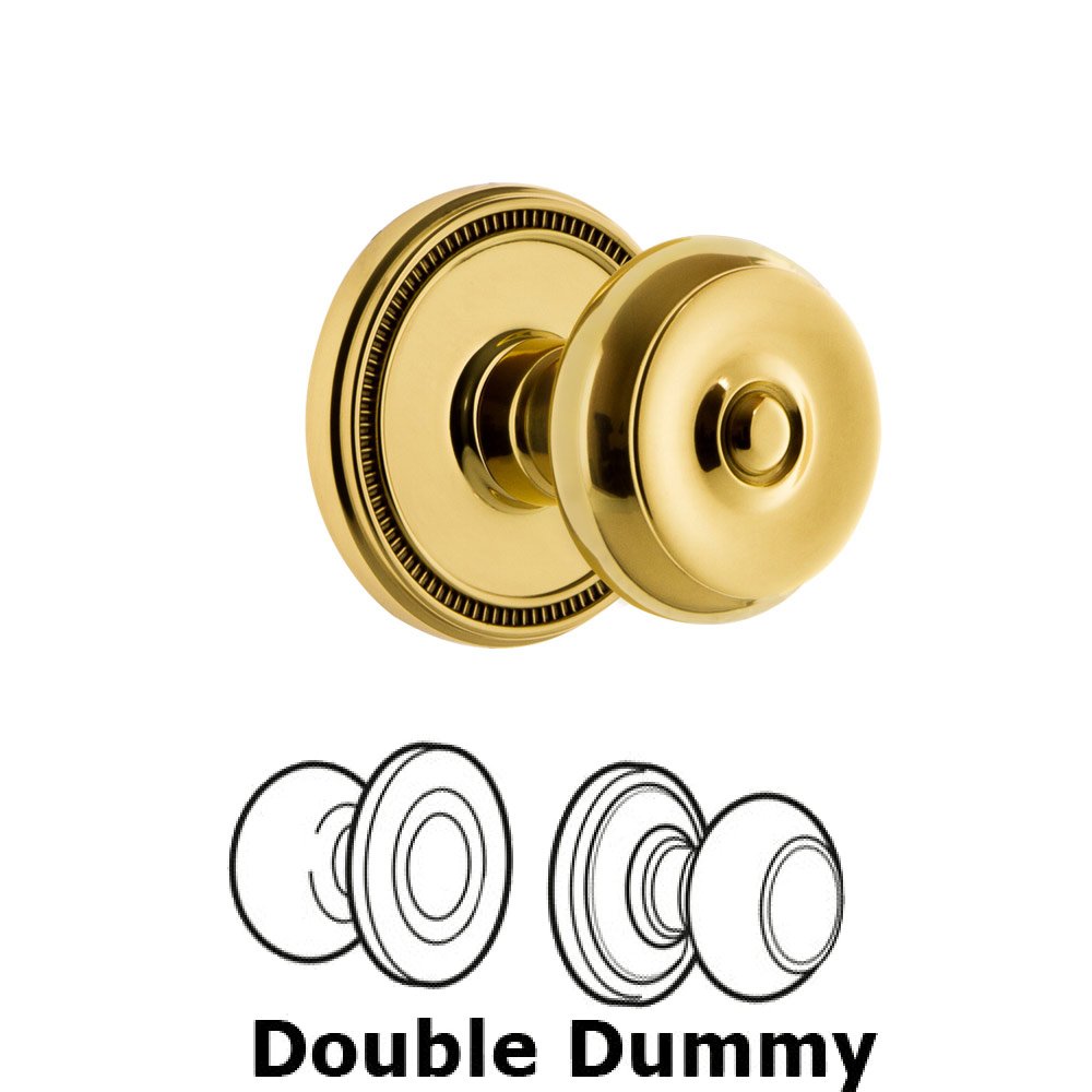 Grandeur Soleil Rosette Double Dummy with Bouton Knob in Polished Brass