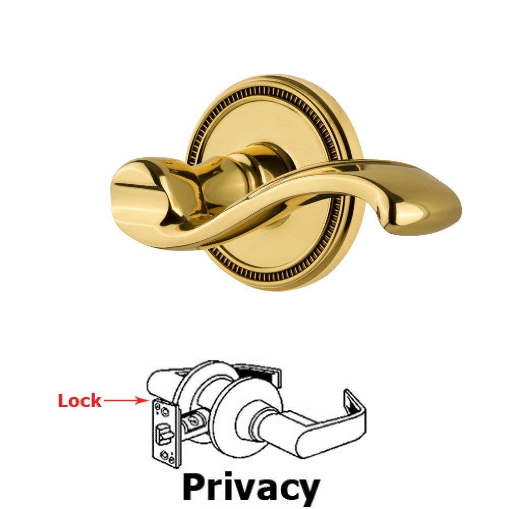 Grandeur Grandeur Soleil Rosette Privacy with Portofino Lever in Polished Brass