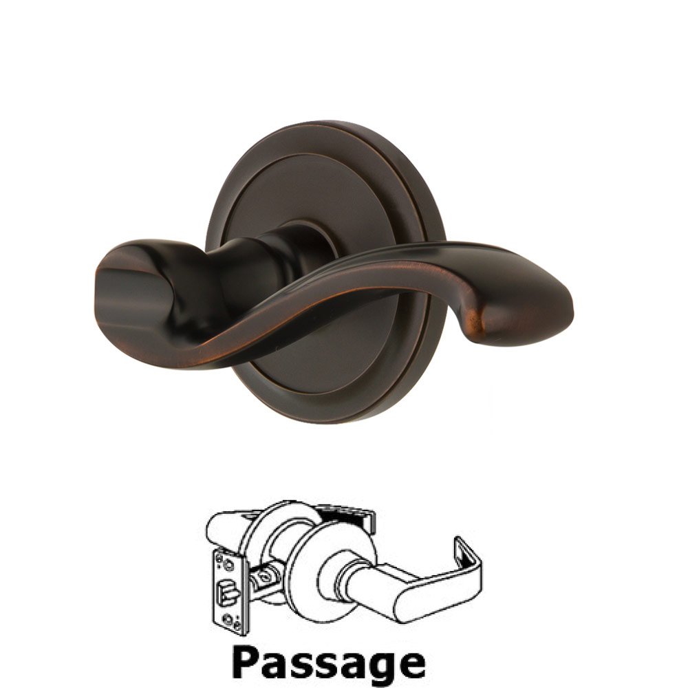 Grandeur Passage Circulaire Rosette with Portofino Left Handed Lever in Timeless Bronze