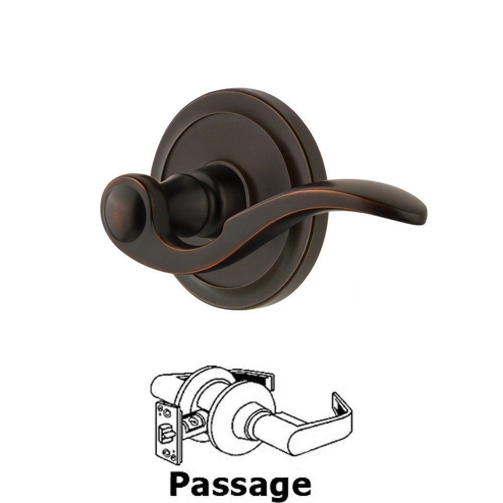 Grandeur Passage Circulaire Rosette with Bellagio Left Handed Lever in Timeless Bronze