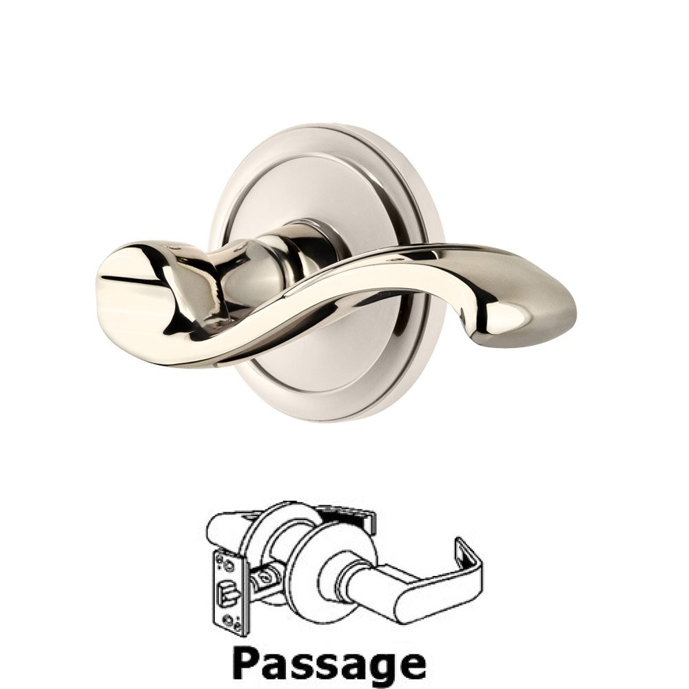Grandeur Passage Circulaire Rosette with Portofino Right Handed Lever in Polished Nickel