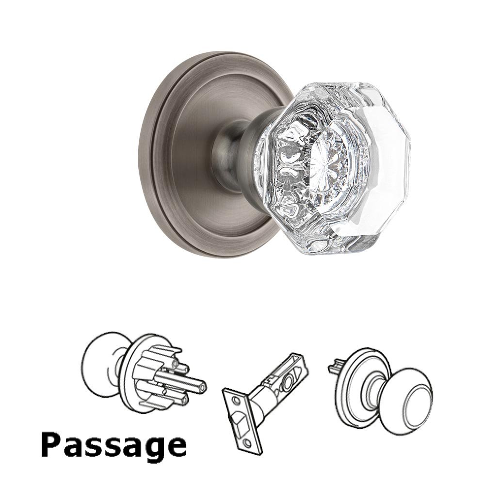 Grandeur Grandeur Circulaire Rosette Passage with Chambord Crystal Knob in Antique Pewter