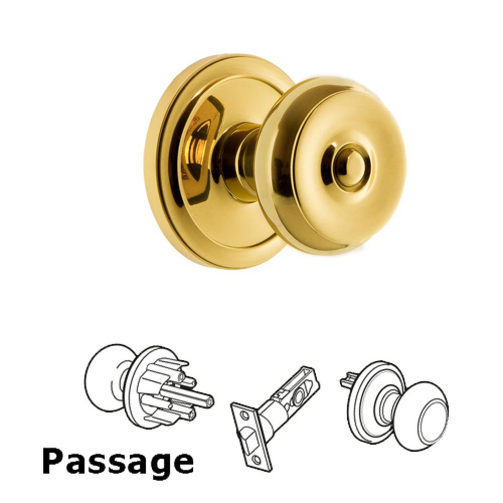 Grandeur Grandeur Circulaire Rosette Passage with Bouton Knob in Polished Brass