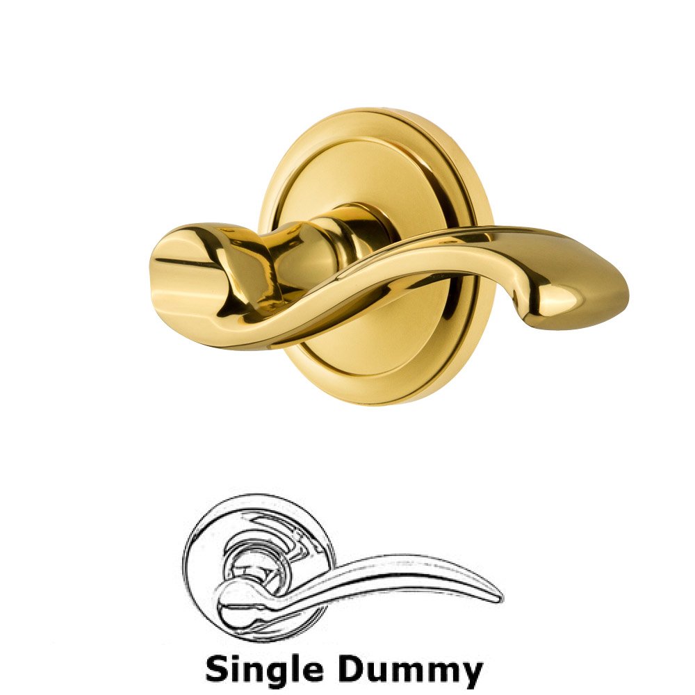 Grandeur Single Dummy Circulaire Rosette with Portofino Left Handed Lever in Polished Brass