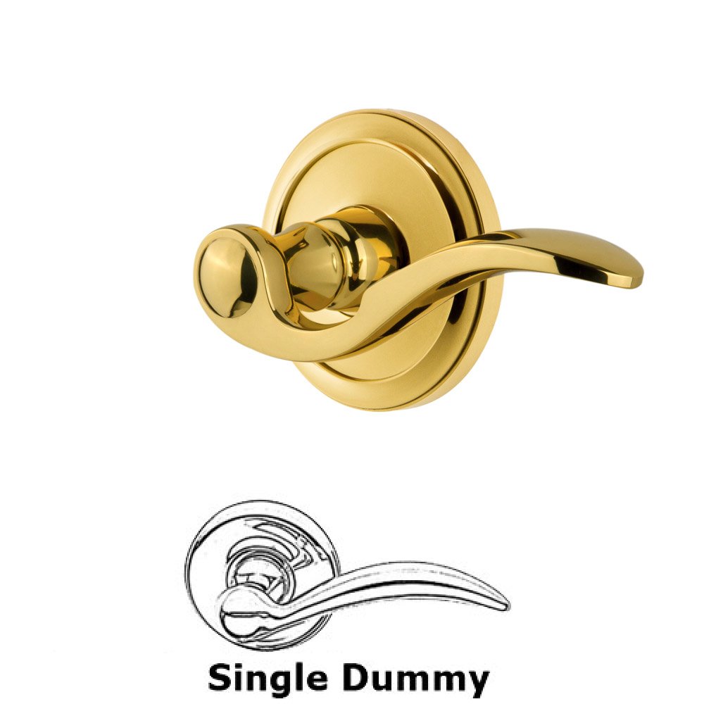 Grandeur Single Dummy Circulaire Rosette with Bellagio Left Handed Lever in Polished Brass