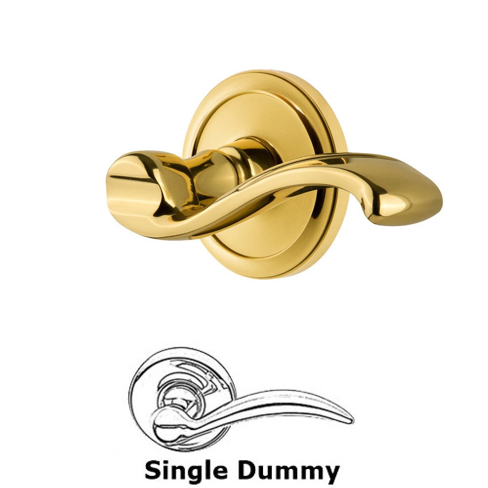 Grandeur Single Dummy Circulaire Rosette with Portofino Right Handed Lever in Polished Brass