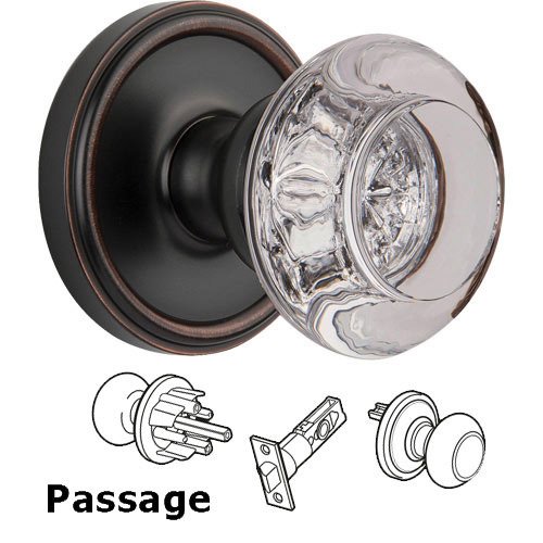 Grandeur Passage Knob - Georgetown with Bordeaux Crystal Knob in Timeless Bronze
