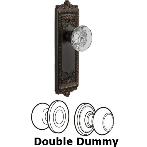 Grandeur Double Dummy - Windsor Plate with Bordeaux Crystal Knob in Timeless Bronze