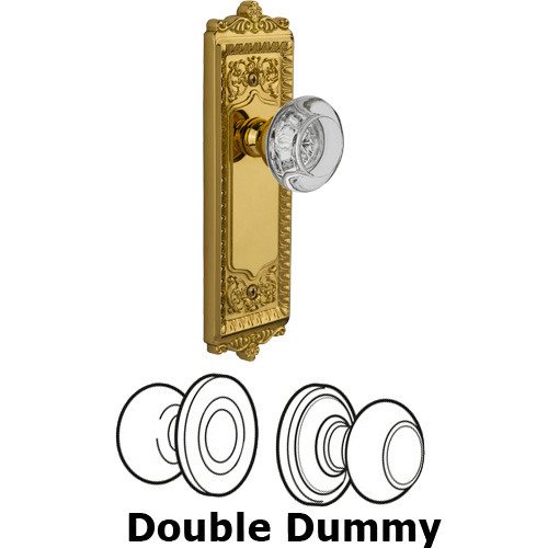 Grandeur Double Dummy - Windsor Plate with Bordeaux Crystal Knob in Lifetime Brass