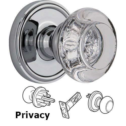 Grandeur Privacy Knob - Georgetown with Bordeaux Crystal Knob in Bright Chrome