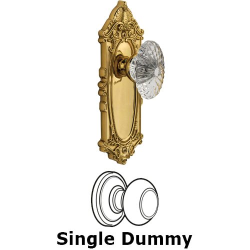 Grandeur Dummy - Grande Victorian Plate with Burgundy Crystal Knob in Polished Brass