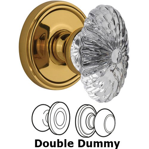 Grandeur Double Dummy - Georgetown with Burgundy Crystal Knob in Lifetime Brass