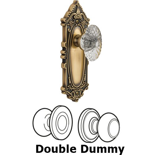 Grandeur Double Dummy - Grande Victorian Plate with Burgundy Crystal Knob in Vintage Brass
