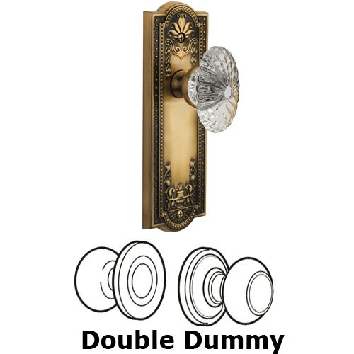 Grandeur Double Dummy - Parthenon Plate with Burgundy Crystal Knob in Vintage Brass