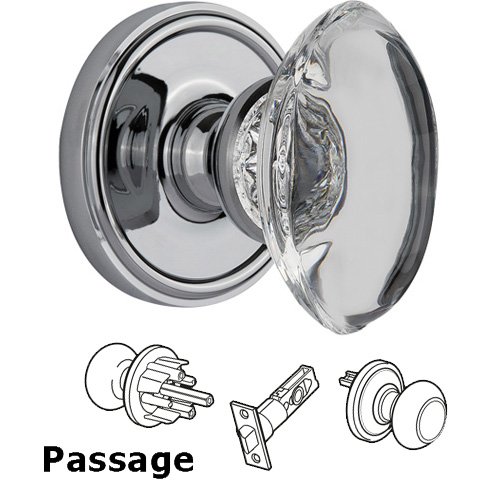 Grandeur Passage Knob - Georgetown with Provence Crystal Knob in Bright Chrome