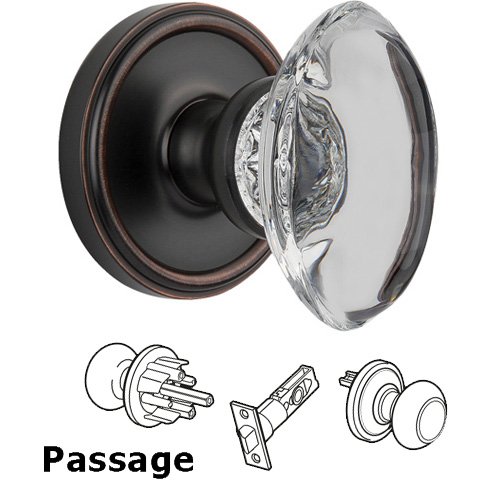 Grandeur Passage Knob - Georgetown with Provence Crystal Knob in Timeless Bronze