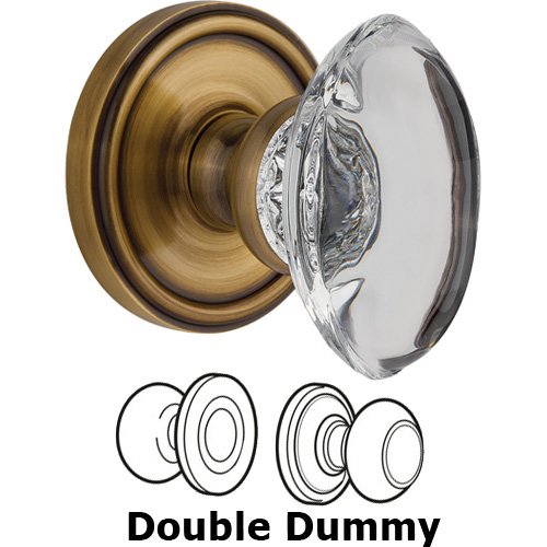 Grandeur Double Dummy - Georgetown with Provence Crystal Knob in Vintage Brass