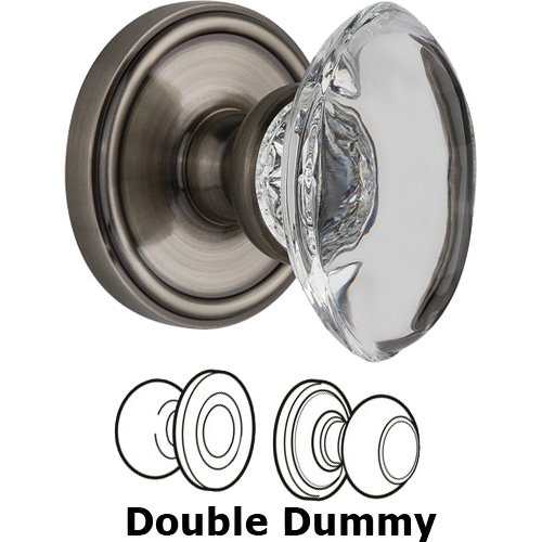 Grandeur Double Dummy - Georgetown with Provence Crystal Knob in Antique Pewter