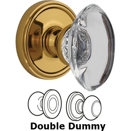 Grandeur Double Dummy - Georgetown with Provence Crystal Knob in Polished Brass