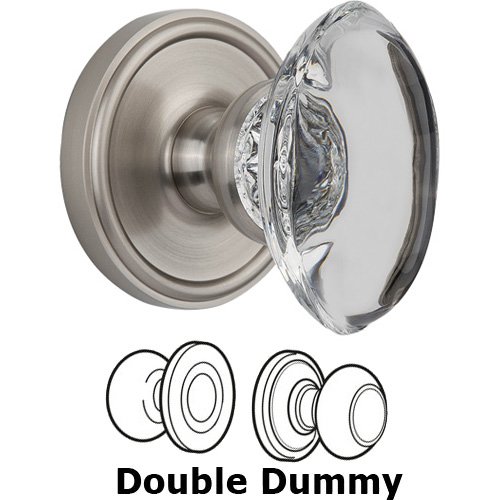 Grandeur Double Dummy - Georgetown with Provence Crystal Knob in Satin Nickel