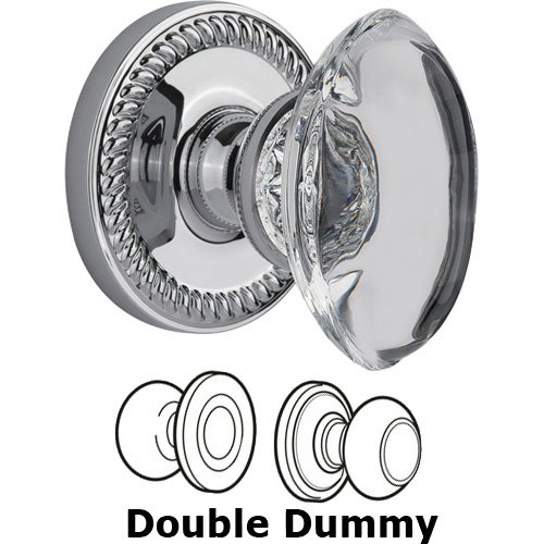 Grandeur Double Dummy - Newport with Provence Crystal Knob in Bright Chrome