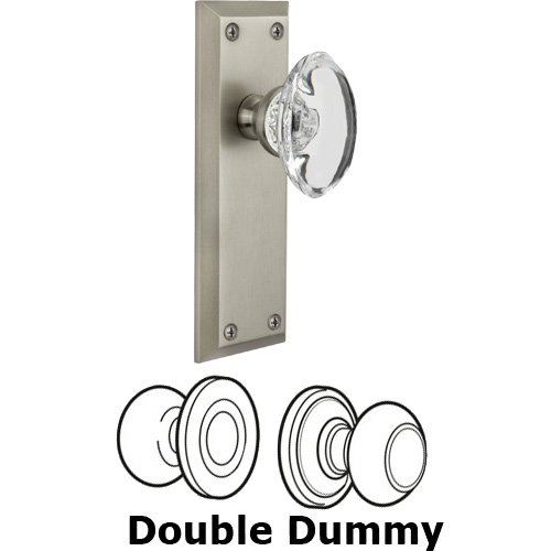 Grandeur Double Dummy - Fifth Avenue Plate with Provence Crystal Knob in Satin Nickel