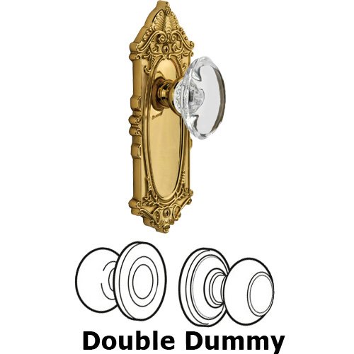 Grandeur Double Dummy - Grande Victorian Plate with Provence Crystal Knob in Polished Brass