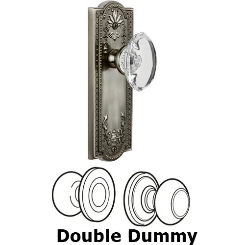 Grandeur Double Dummy - Parthenon Plate with Provence Crystal Knob in Antique Pewter