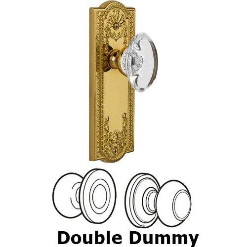 Grandeur Double Dummy - Parthenon Plate with Provence Crystal Knob in Polished Brass