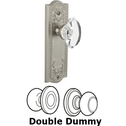 Grandeur Double Dummy - Parthenon Plate with Provence Crystal Knob in Satin Nickel