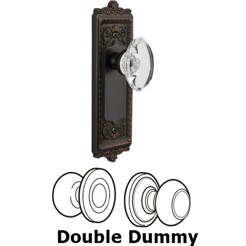 Grandeur Double Dummy - Windsor Plate with Provence Crystal Knob in Timeless Bronze