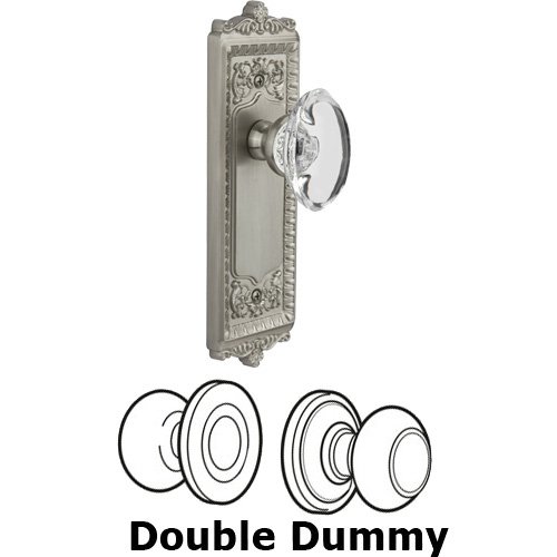 Grandeur Double Dummy - Windsor Plate with Provence Crystal Knob in Satin Nickel