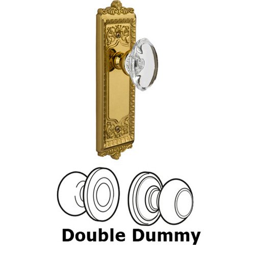 Grandeur Double Dummy - Windsor Plate with Provence Crystal Knob in Lifetime Brass