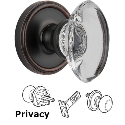 Grandeur Privacy Knob - Georgetown with Provence Crystal Knob in Timeless Bronze