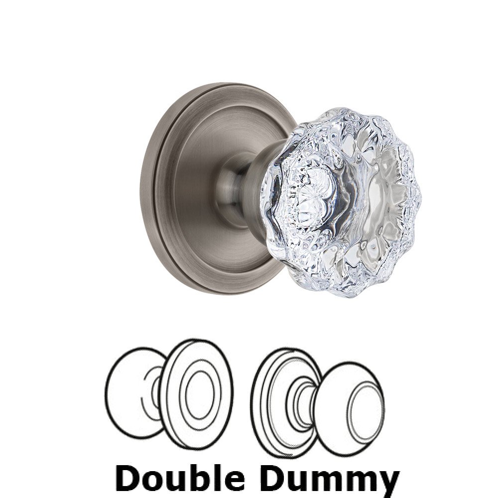 Grandeur Grandeur Circulaire Rosette Double Dummy with Fontainebleau Crystal Knob in Antique Pewter