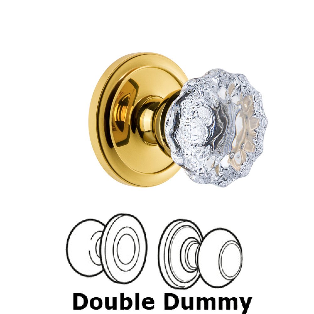 Grandeur Grandeur Circulaire Rosette Double Dummy with Fontainebleau Crystal Knob in Polished Brass