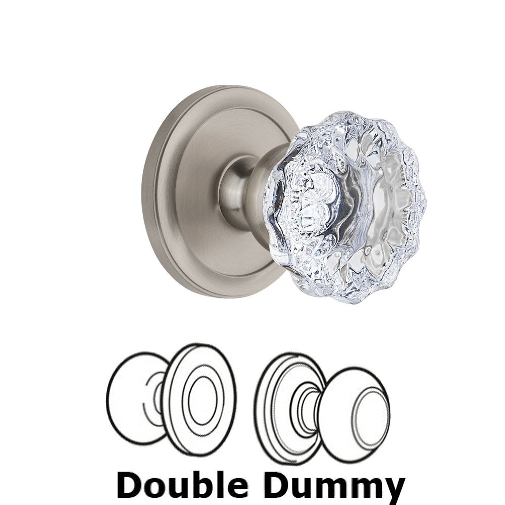 Grandeur Grandeur Circulaire Rosette Double Dummy with Fontainebleau Crystal Knob in Satin Nickel