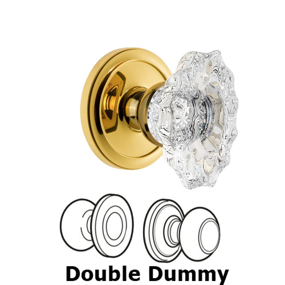 Grandeur Grandeur Circulaire Rosette Double Dummy with Biarritz Crystal Knob in Polished Brass