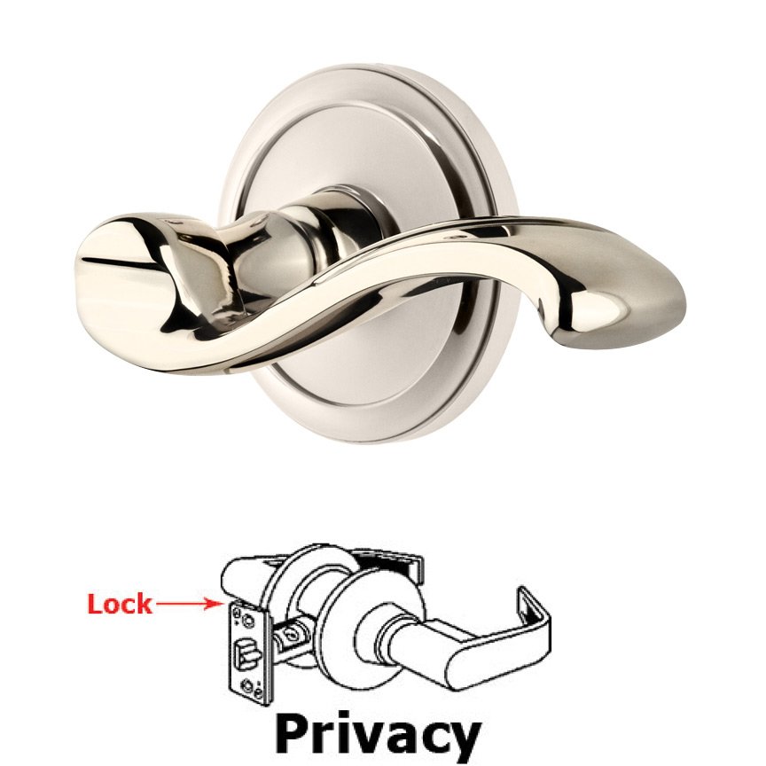 Grandeur Privacy Circulaire Rosette with Portofino Right Handed Lever in Polished Nickel