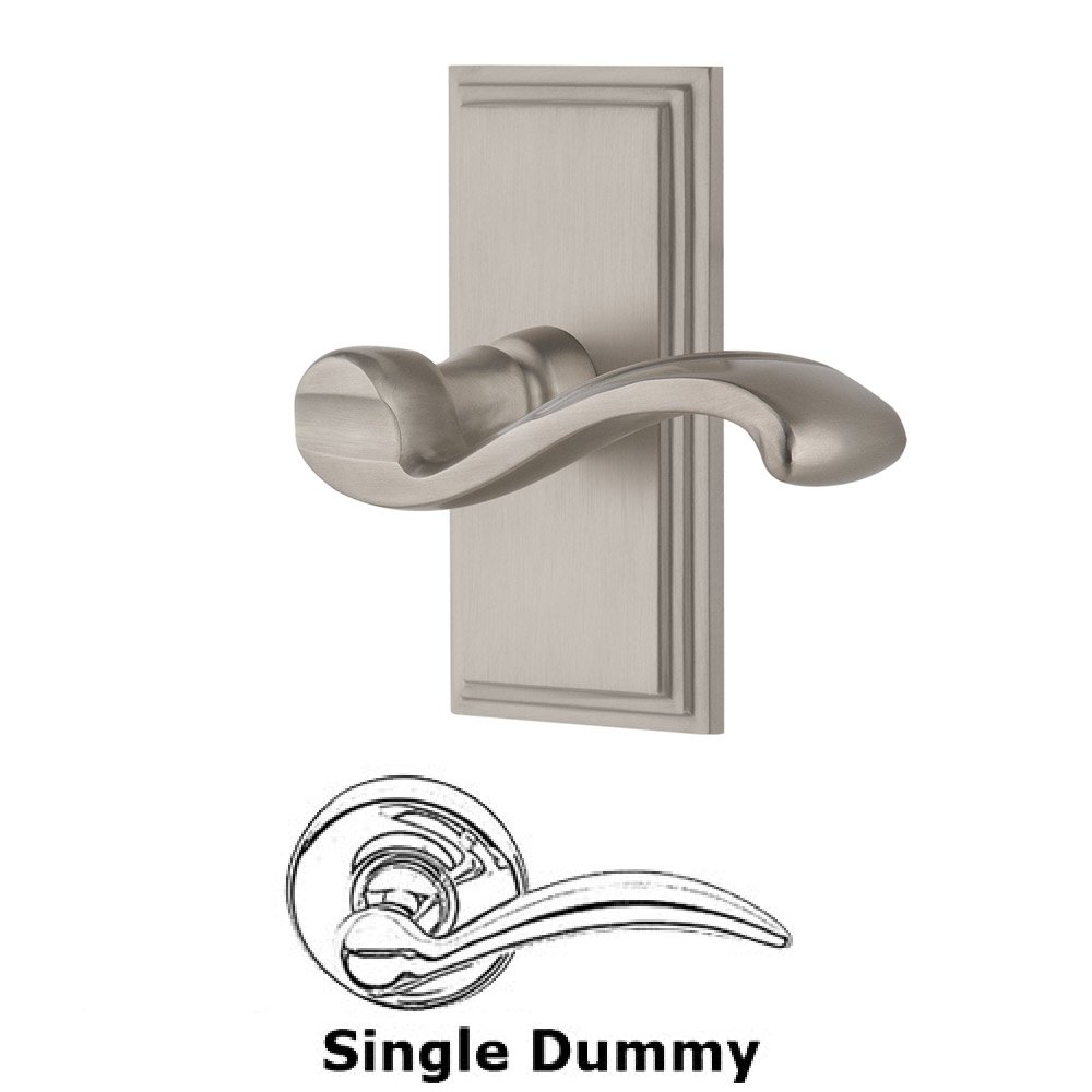 Grandeur Single Dummy Carre Plate with Portofino Right Handed Lever in Satin Nickel