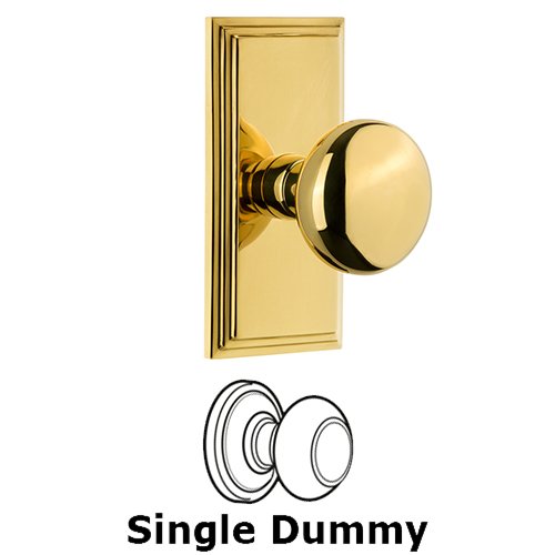 Grandeur Grandeur Carre Plate Dummy with Fifth Avenue Knob in Polished Brass