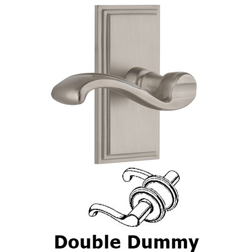 Grandeur Double Dummy Carre Plate with Portofino Right Handed Lever in Satin Nickel